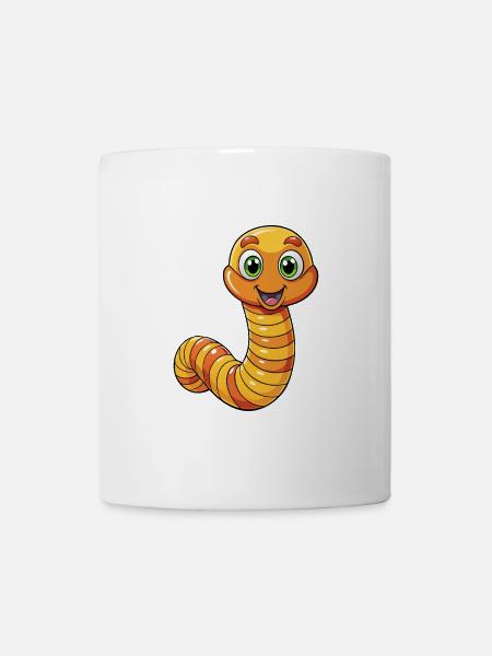 Ver de terre Mignon Personnage De Dessin Animé Kawaii Clipart - Mug blanc - blanc