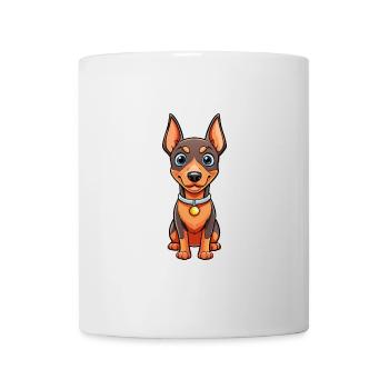 Dobermann chien dessin animé personnage Kawaii Clipart - Mug blanc - blanc - Devant
