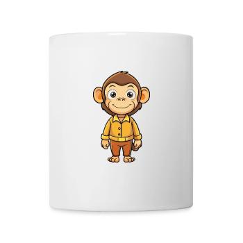 Chimpanzé Mignon Personnage De Dessin Animé Kawaii Clipart - Mug blanc - blanc - Devant