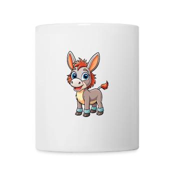 Esel Niedliche Zeichentrickfigur Kawaii Clipart - Tasse - Weiß - Vorne