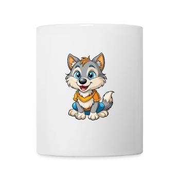Wolf Cute Cartoon Character Kawaii Clipart - Mug - white - Front