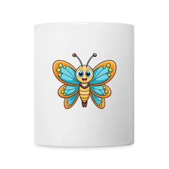 papillon mignon personnage de dessin animé Kawaii Clipart - Mug blanc - blanc - Devant