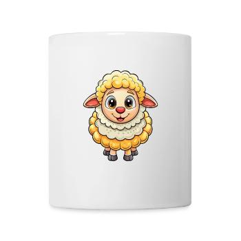 Schaf Niedliche Zeichentrickfigur Kawaii Clipart - Tasse - Weiß - Vorne