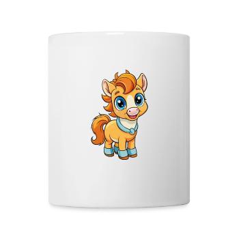Pony Niedliche Zeichentrickfigur Kawaii Clipart - Tasse - Weiß - Vorne