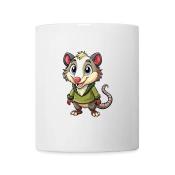 Opossum Mignon Personnage De Dessin Animé Kawaii Clipart - Mug blanc - blanc - Devant