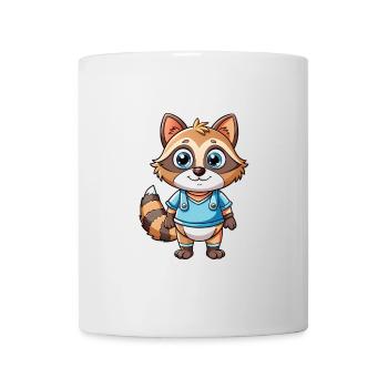 Raccoon Cute Cartoon Character Kawaii Clipart - Mug - white - Front
