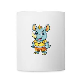 Rhino Cute Cartoon Character Kawaii Clipart - Mug - white - Front