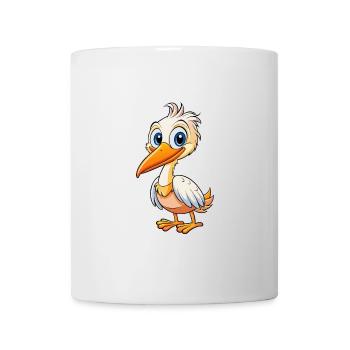 Pélican Mignon Personnage De Dessin Animé Kawaii Clipart - Mug blanc - blanc - Devant