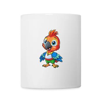 Parrot Cute Cartoon Character Kawaii Clipart - Mug - white - Front