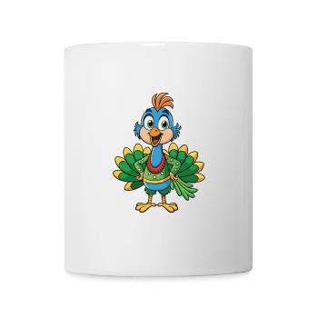 Peacock Cute Cartoon Character Kawaii Clipart - Mug - white - Front