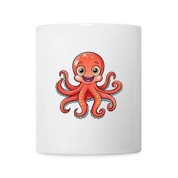 Oktopus Niedliche Zeichentrickfigur Kawaii Clipart - Tasse - Weiß - Vorne