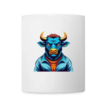 Bull Colorful Kawaii Cartoon Character Clipart - Mug - white - Front
