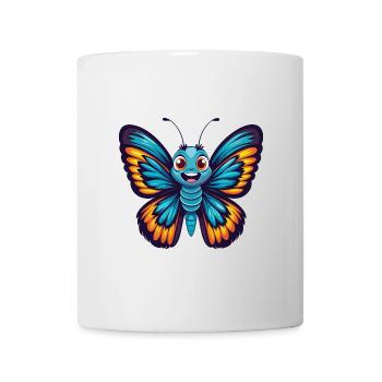 papillon coloré kawaii dessin animé personnage animal de compagnie - Mug blanc - blanc - Devant