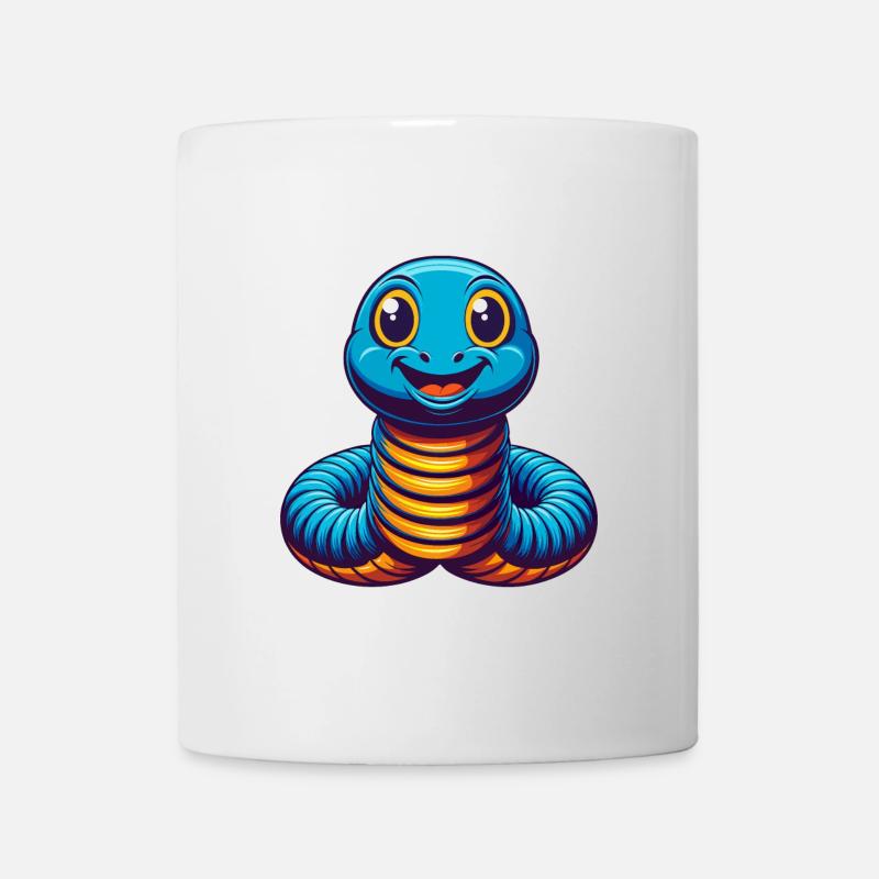 Ver de terre coloré Kawaii personnage de dessin animé Animal de compagnie - Mug blanc - blanc