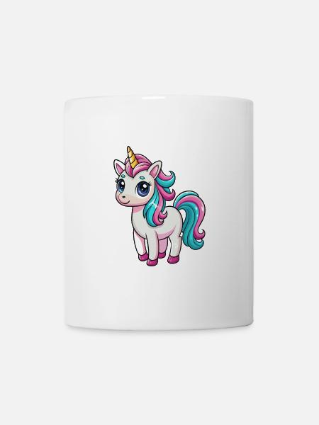 Licorne Mignon Personnage De Dessin Animé Kawaii Clipart - Mug blanc - blanc
