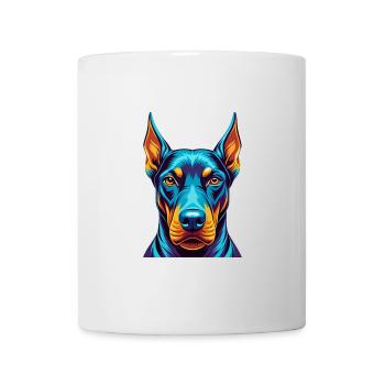 Dobermann chien coloré Kawaii personnage de dessin animé - Mug blanc - blanc - Devant