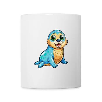 Siegel Niedliche Zeichentrickfigur Kawaii Clipart - Tasse - Weiß - Vorne