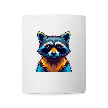 Raccoon Colorful Kawaii Cartoon Character Clipart - Mug - white - Front