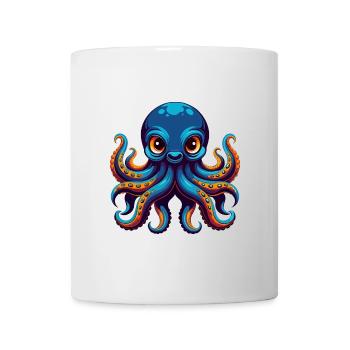 Oktopus Bunte Kawaii Cartoon Figur Clipart - Tasse - Weiß - Vorne