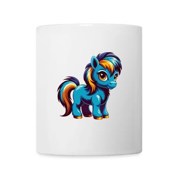 poney coloré kawaii personnage de dessin animé clipart - Mug blanc - blanc - Devant