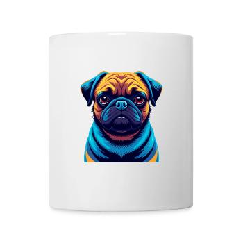 Mops Hund Bunte Kawaii Cartoon Figur Clipart - Tasse - Weiß - Vorne