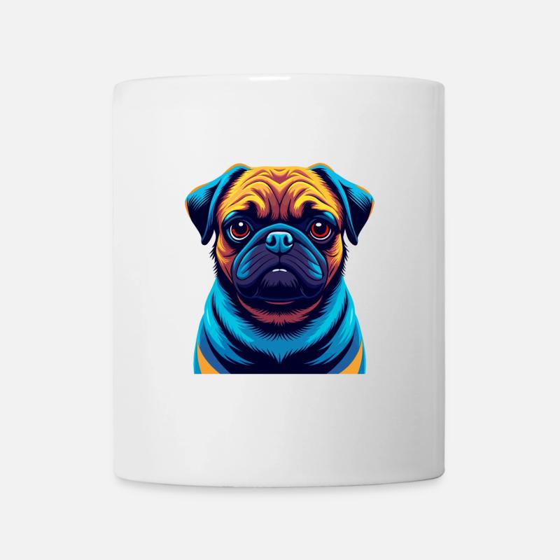 Mops Hund Bunte Kawaii Cartoon Figur Clipart - Tasse - Weiß