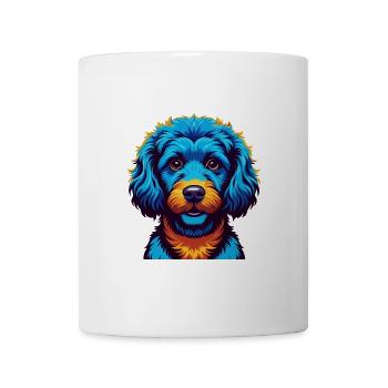 Pudel Hund Bunt Kawaii Cartoon Figur Haustier - Tasse - Weiß - Vorne
