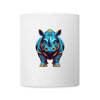 Rhino Colorful Kawaii Cartoon Character Clipart - Mug - white - Front