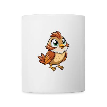 Spatz Niedliche Zeichentrickfigur Kawaii Clipart - Tasse - Weiß - Vorne