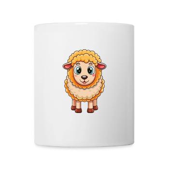 Schaf Niedliche Zeichentrickfigur Kawaii Clipart - Tasse - Weiß - Vorne