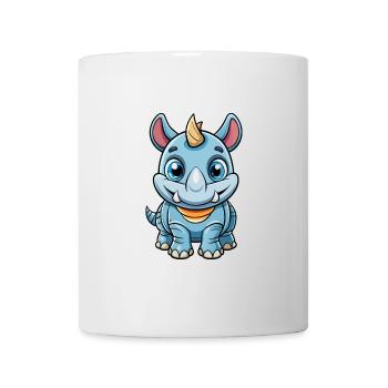 Rhino Cute Cartoon Character Kawaii Clipart - Mug - white - Front