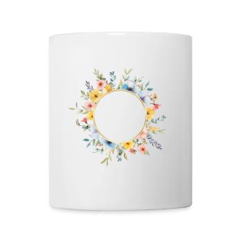 Cercle floral, fleurs printanières, personnalisable - Mug blanc - blanc - Devant