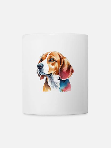 Beagle Wasserfarben - Tasse - Weiß