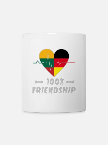 Litauen und Deutschland 100% Freundschaft - Tasse - Weiß