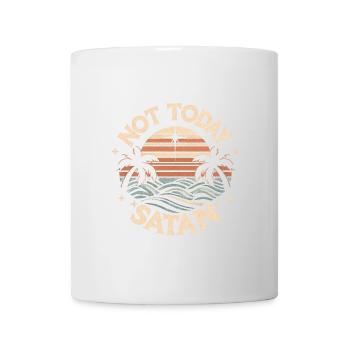 Pas aujourd’hui Satan : Humour rétro sur la plage - Mug blanc - blanc - Devant