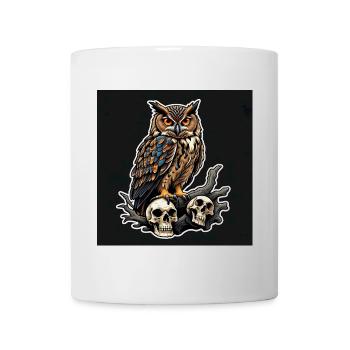 Owl sitting on sculls - Mug - white - Front