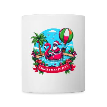 Feiern Sie Weihnachten im Juli mit dem Weihnachtsmann und dem Flamingo! - Tasse - Weiß - Vorne