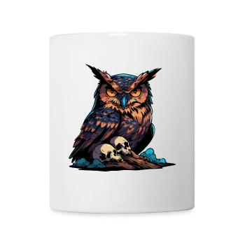 Mystische Eule sitzt auf Skull - Tasse - Weiß - Vorne