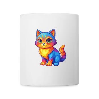 Cat Colorful Kawaii Cartoon Character Clipart - Mug - white - Front