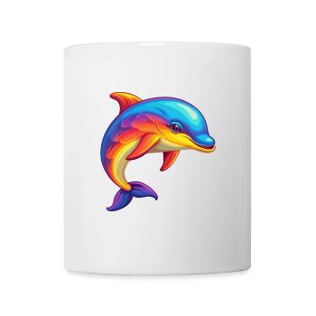 Dolphin Colorful Kawaii Cartoon Character Clipart - Mug - white - Front