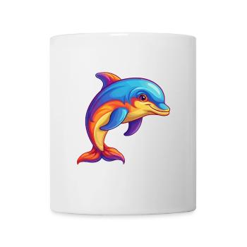 Dolphin Colorful Kawaii Cartoon Character Clipart - Mug - white - Front