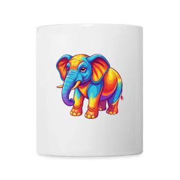 Elefant Bunte Kawaii Cartoon Figur Clipart - Tasse - Weiß - Vorne