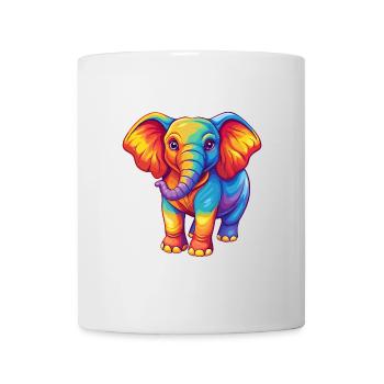 Elefant Bunte Kawaii Cartoon Figur Clipart - Tasse - Weiß - Vorne
