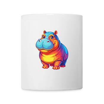 Nilpferd Bunte Kawaii Cartoon Figur Clipart - Tasse - Weiß - Vorne