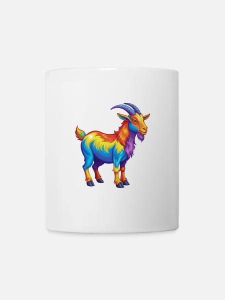 Chèvre coloré Kawaii Dessin animé Personnage Clipart - Mug blanc - blanc
