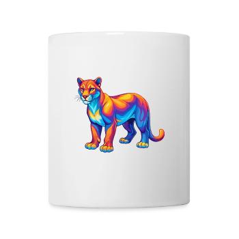 Cougar Colorful Kawaii Cartoon Character Clipart - Mug - white - Front
