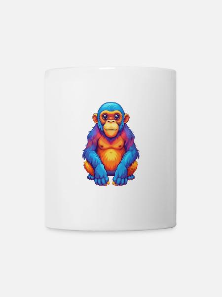 Bonobo coloré Kawaii Dessin animé Personnage Clipart - Mug blanc - blanc