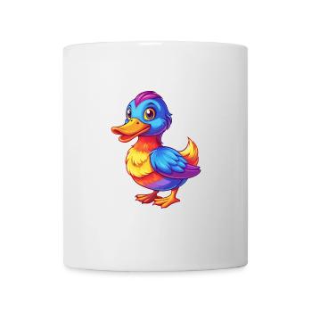 Ente Bunte Kawaii Cartoon Figur Clipart - Tasse - Weiß - Vorne