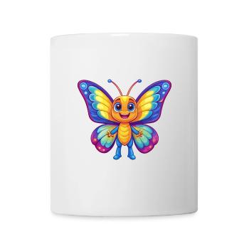 papillon coloré kawaii personnage de dessin animé animal - Mug blanc - blanc - Devant