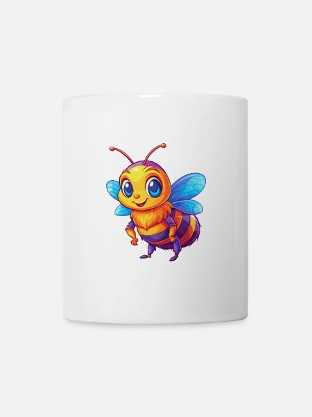 Biene Bunte Kawaii Cartoon Figur Clipart - Tasse - Weiß